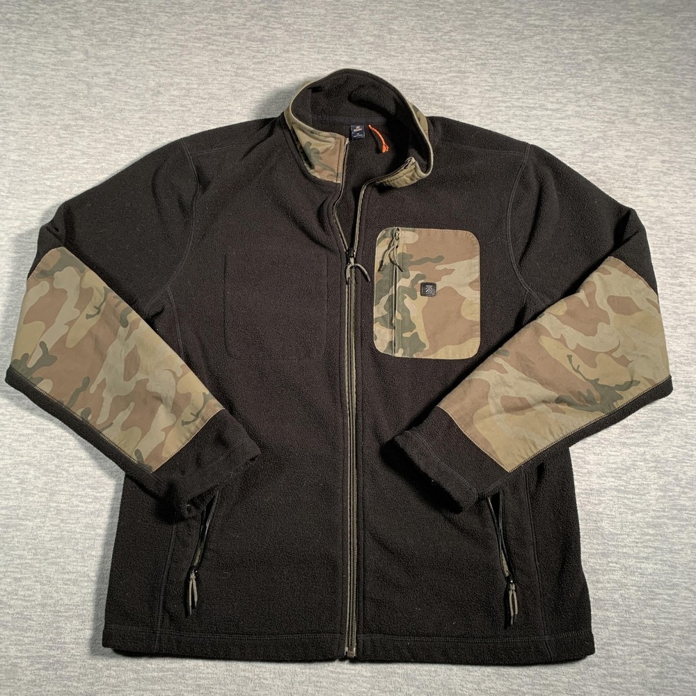 Roark Jacket Mens Medium Black‎ Camouflage Fleece Full Zip Outdoor Pockets